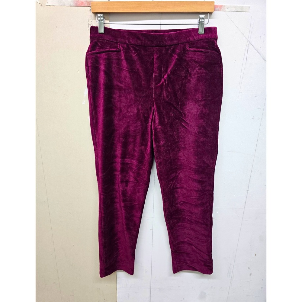 Weekend Susan Graver Burgundy Corduroy Straight Leg Pants Pockets Petite PS NWT